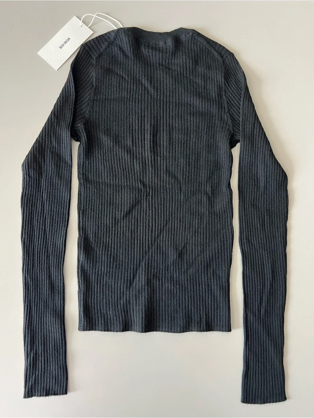 New Buck Mason Black  Featherweight Silk Cashmere L/S Crew Sweater Size XS